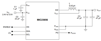 Application Circuit Diagram - Microchip Technology MIC23350/23356/23656 Step-Down Regulators